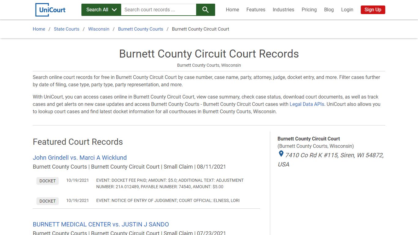 Burnett County Circuit Court Records | Burnett | UniCourt