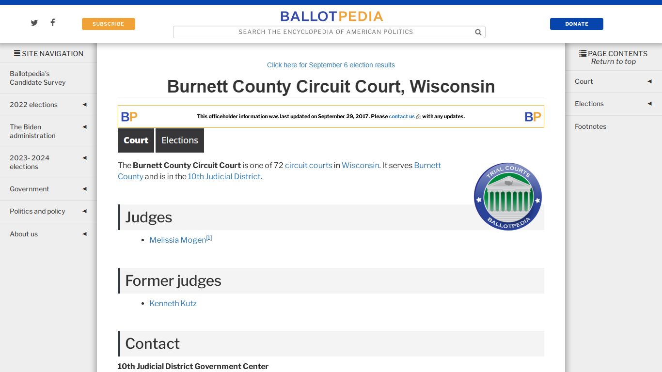 Burnett County Circuit Court, Wisconsin - Ballotpedia